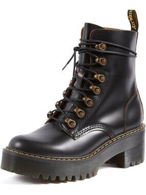 Women's Black Rubber Smooth Vintage Retro Comfortable Grooved Sides Heeled Boot